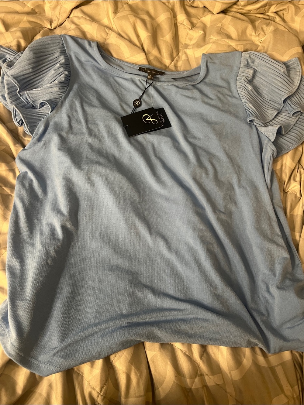 Adrianna Papell Light Blue Ruffle Sleeve Tee